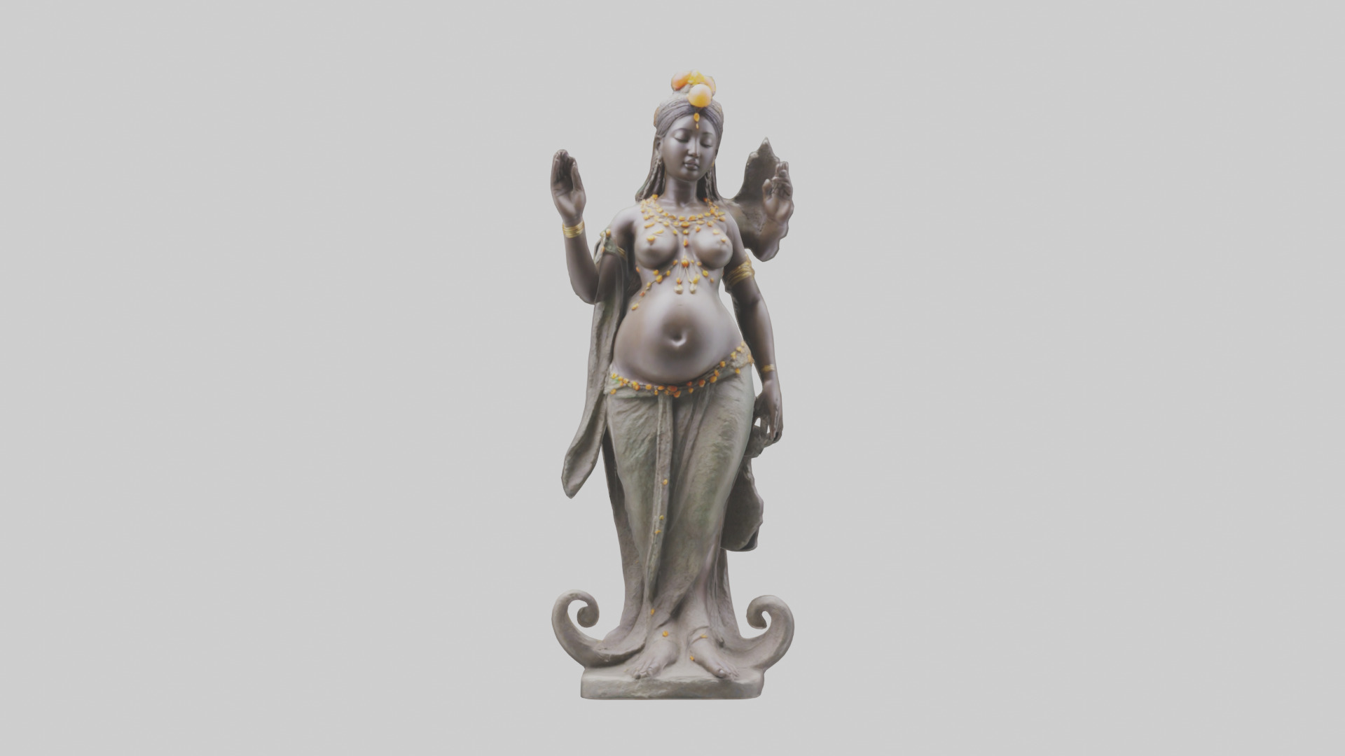 Fertility Goddess statue model 3D model_9