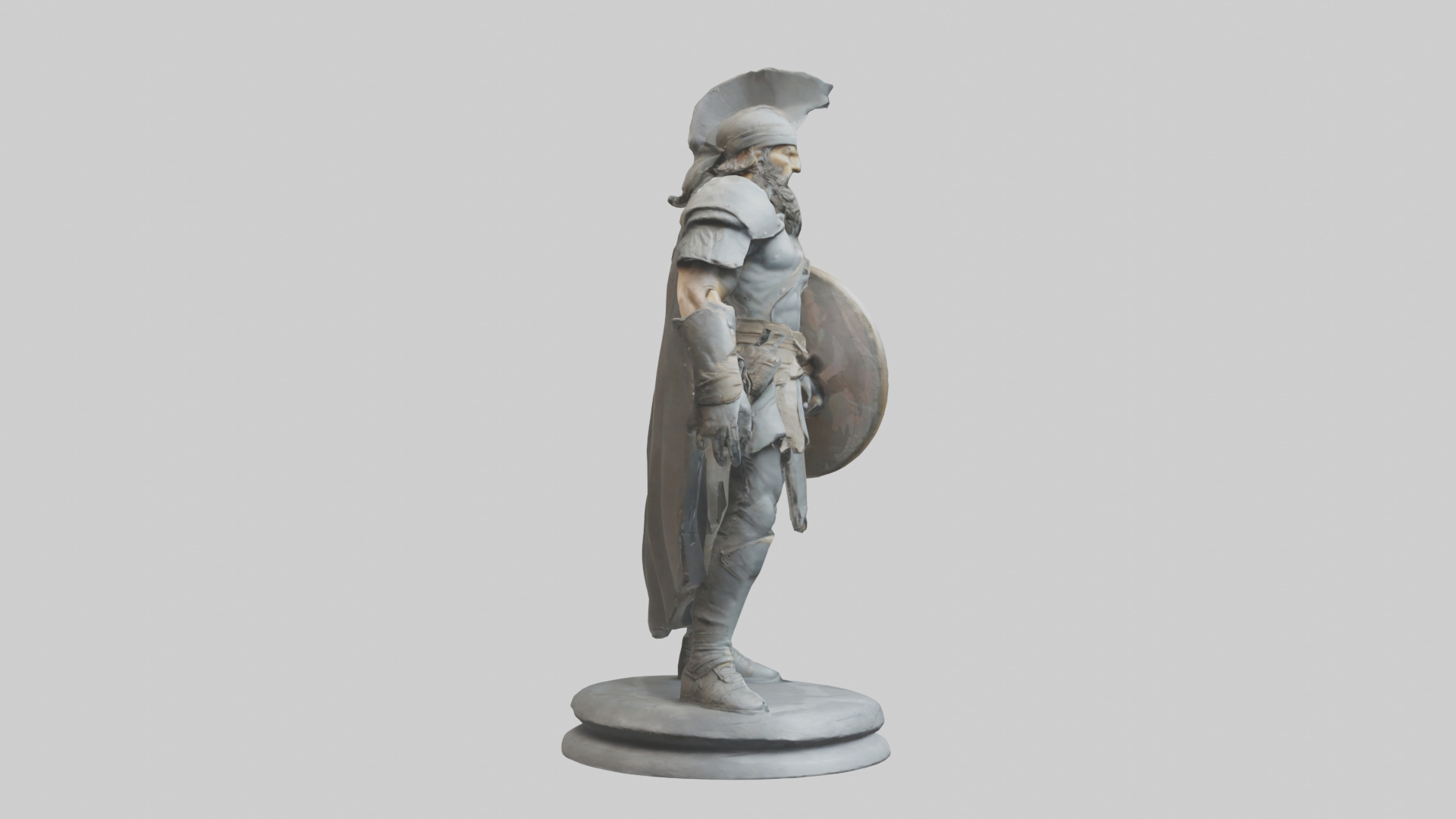 Fighter with Shield Sculpture model 3D model_13