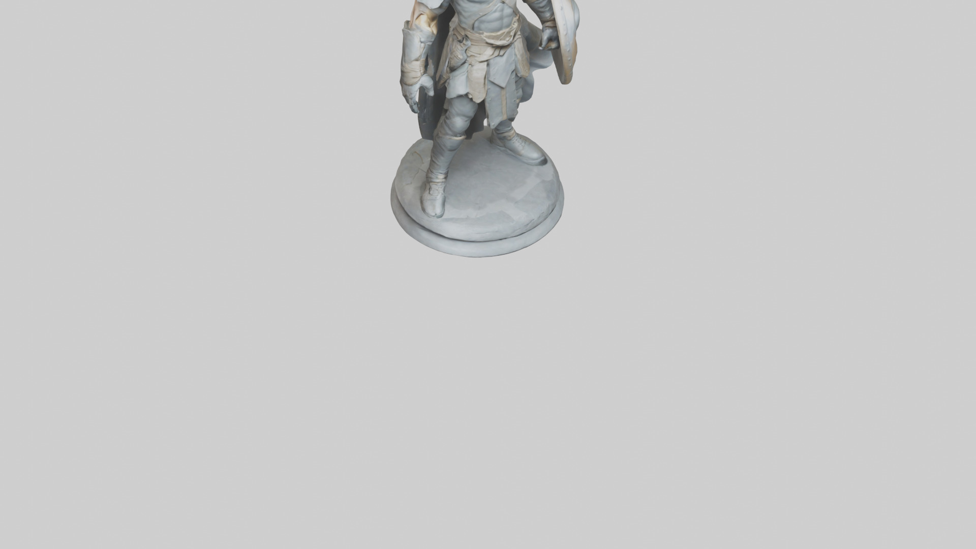 Fighter with Shield Sculpture model 3D model_6