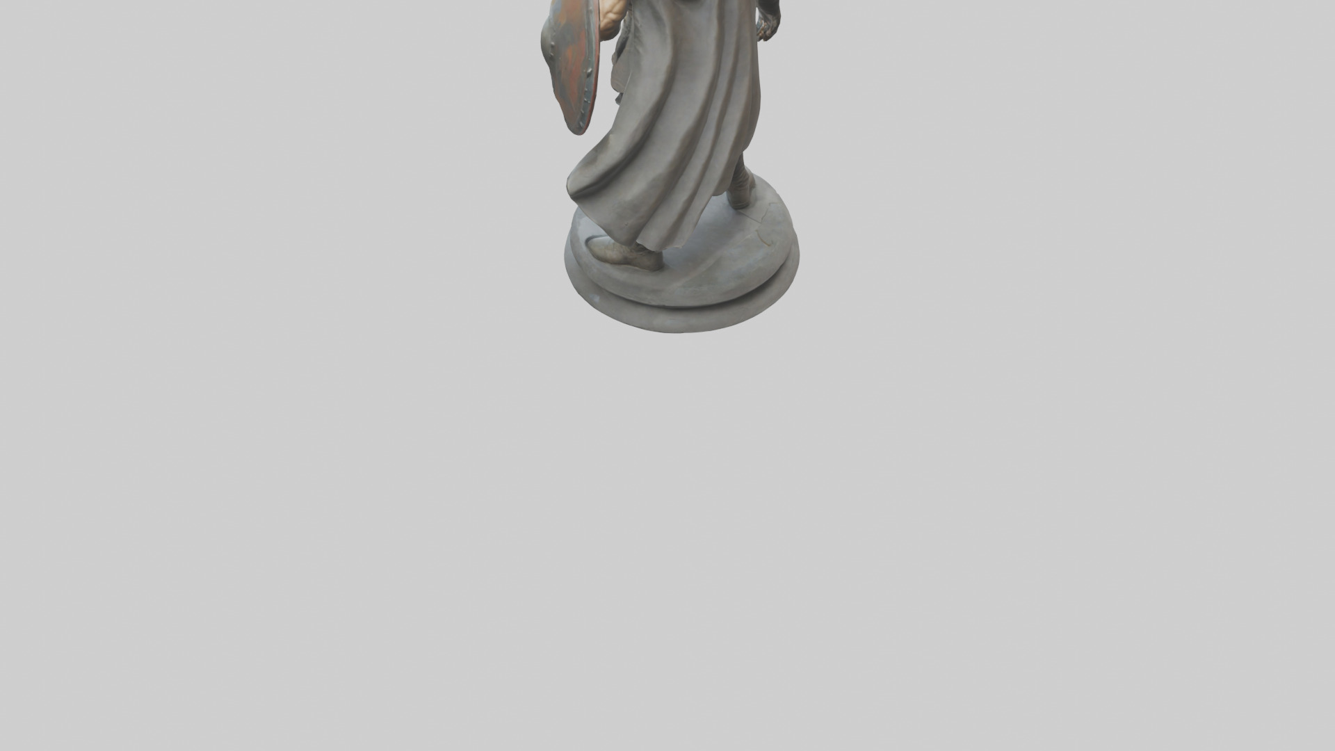 Fighter with Shield Sculpture model 3D model_3