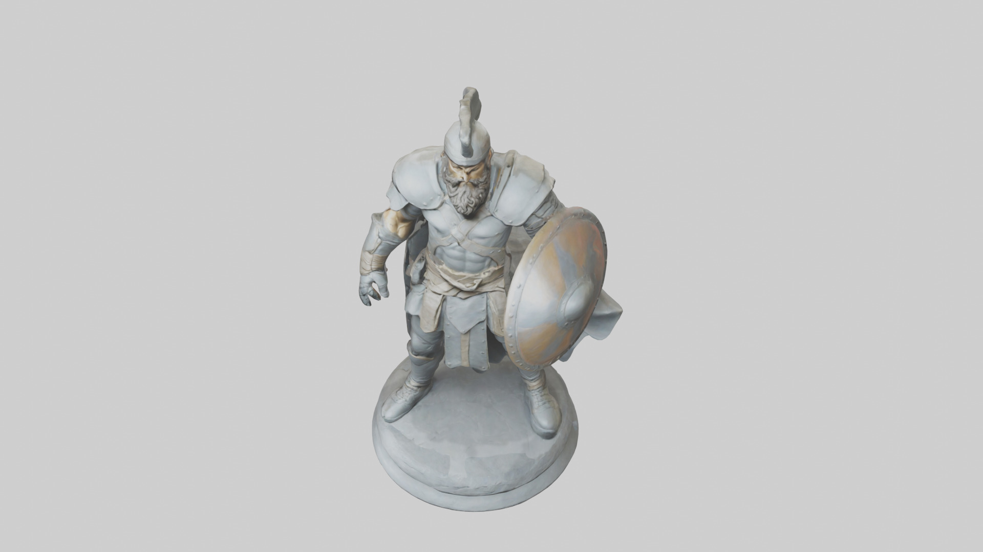 Fighter with Shield Sculpture model 3D model_16