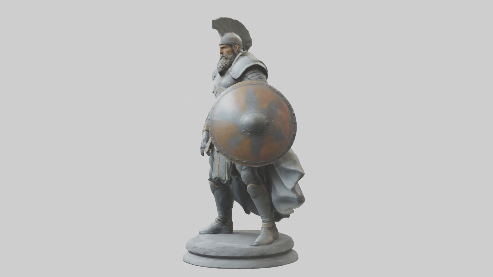 Fighter with Shield Sculpture model 3D model_10