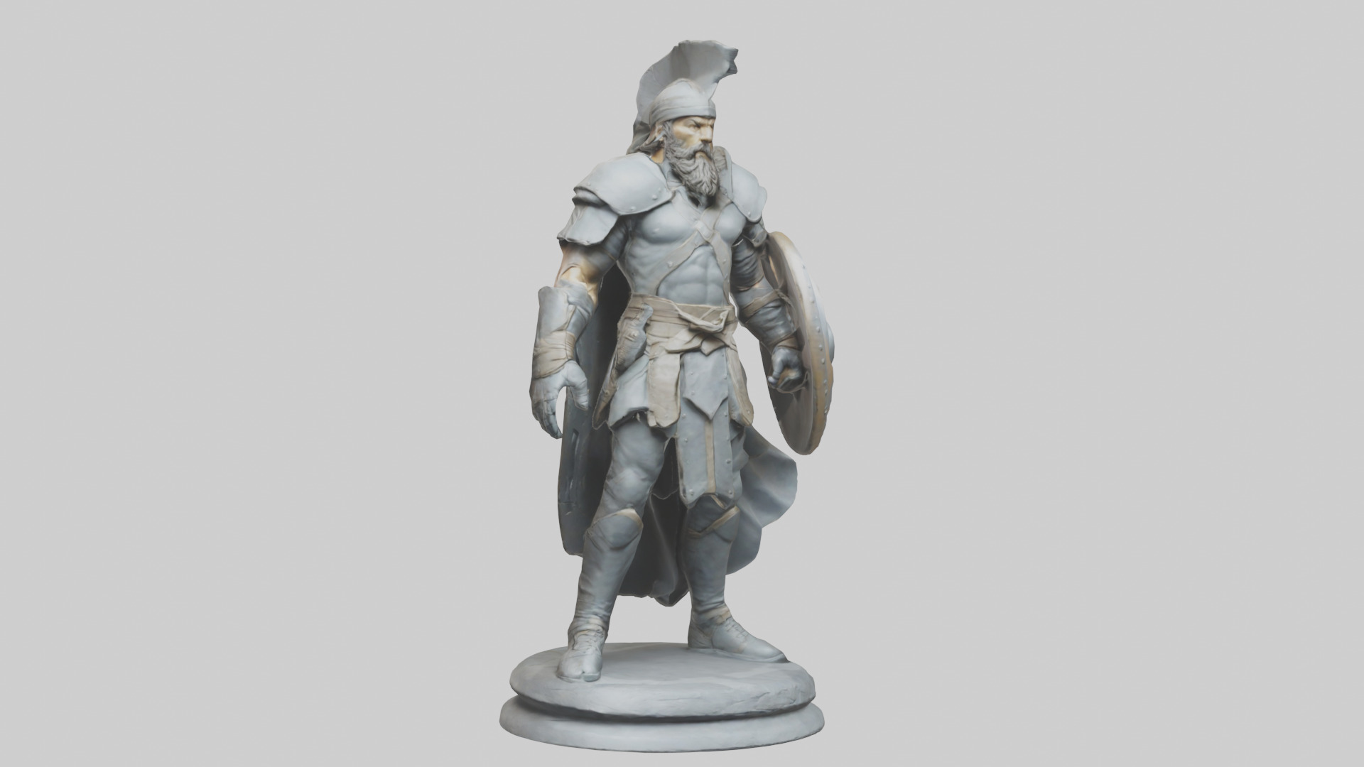 Fighter with Shield Sculpture model 3D model_7