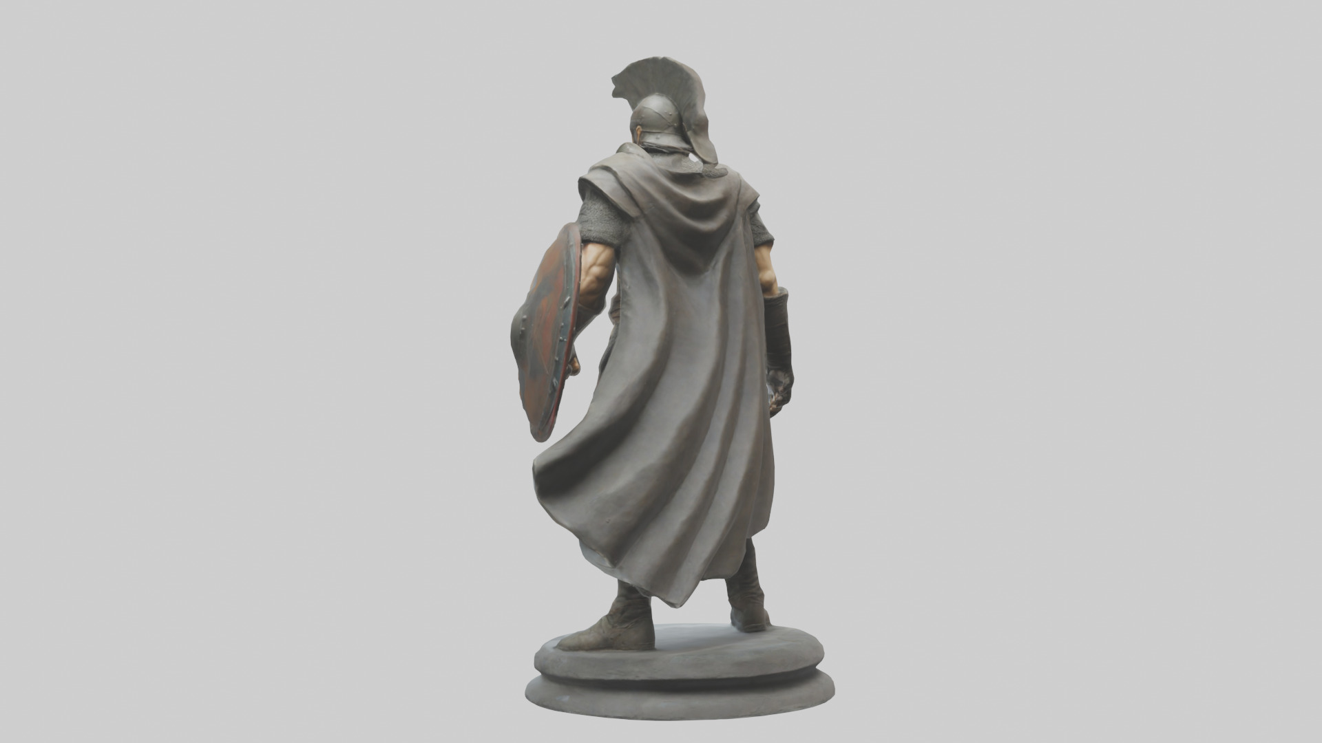 Fighter with Shield Sculpture model 3D model_1