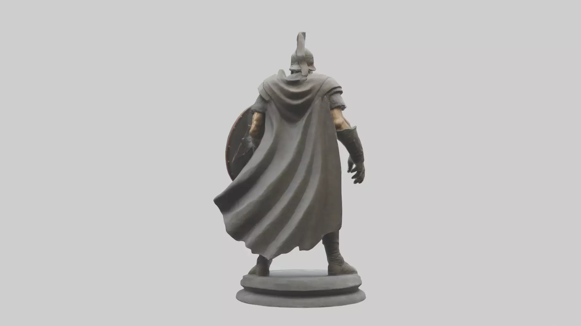 Fighter with Shield Sculpture model 3D model_0