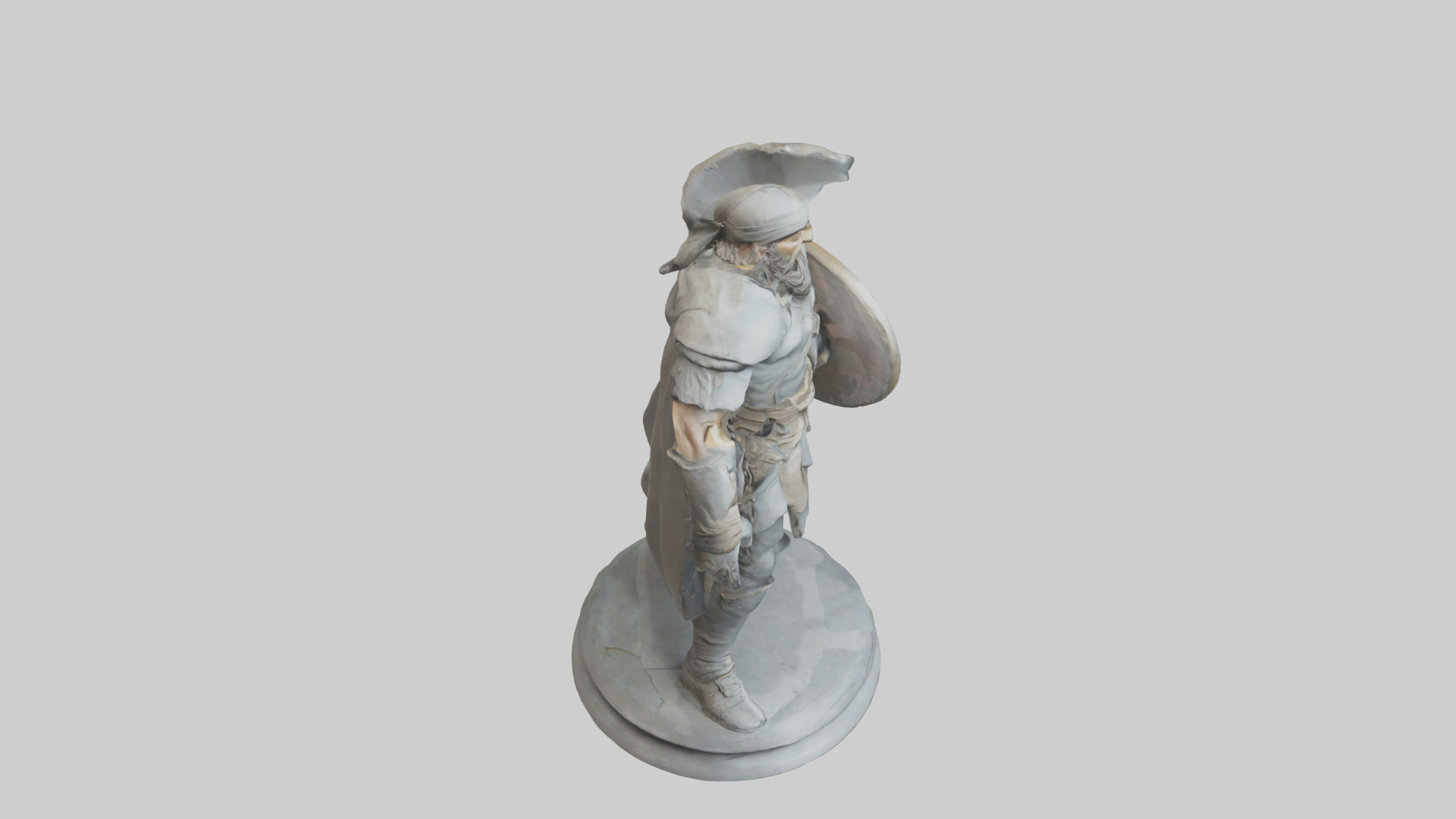Fighter with Shield Sculpture model 3D model_18