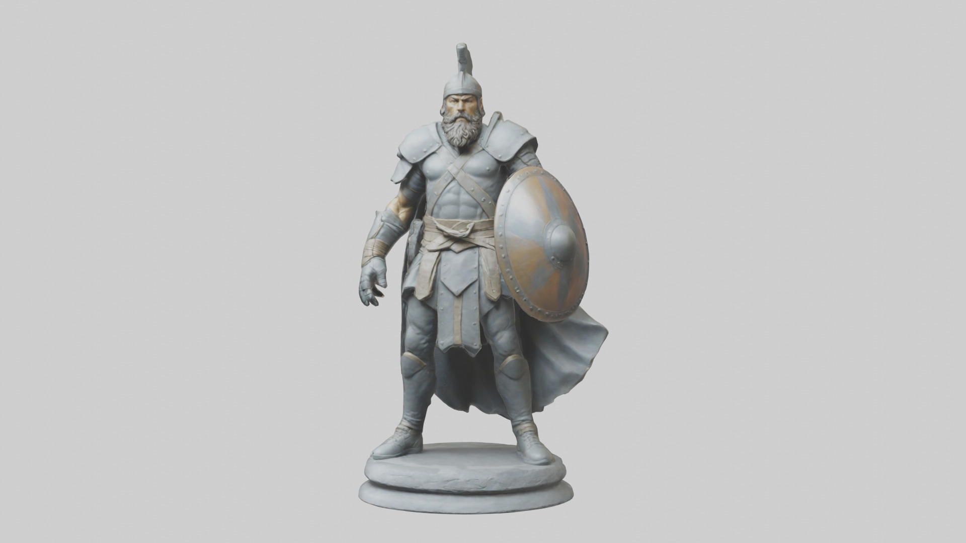 Fighter with Shield Sculpture model 3D model_9