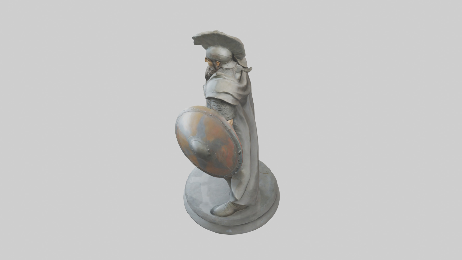 Fighter with Shield Sculpture model 3D model_17
