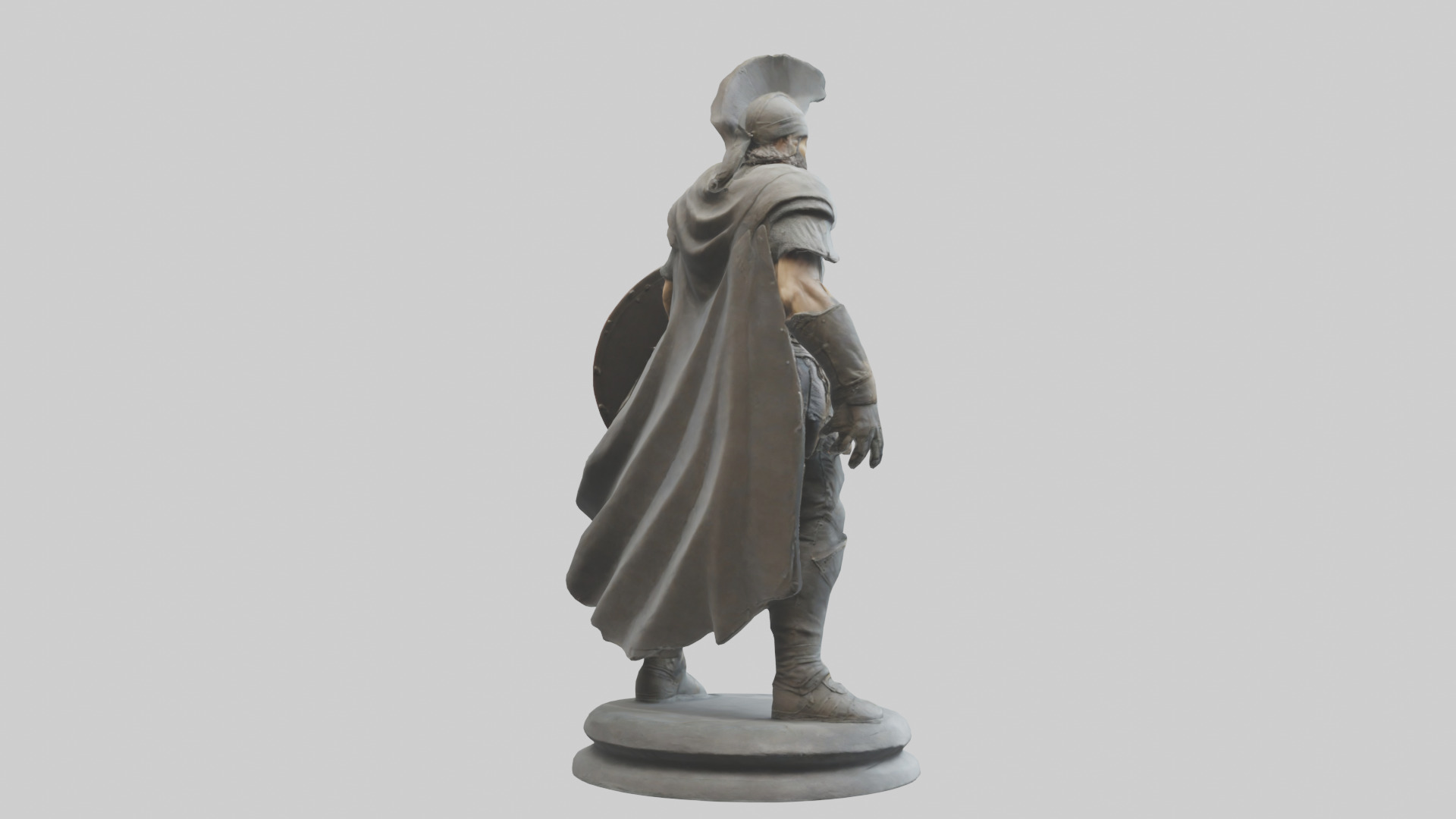 Fighter with Shield Sculpture model 3D model_2