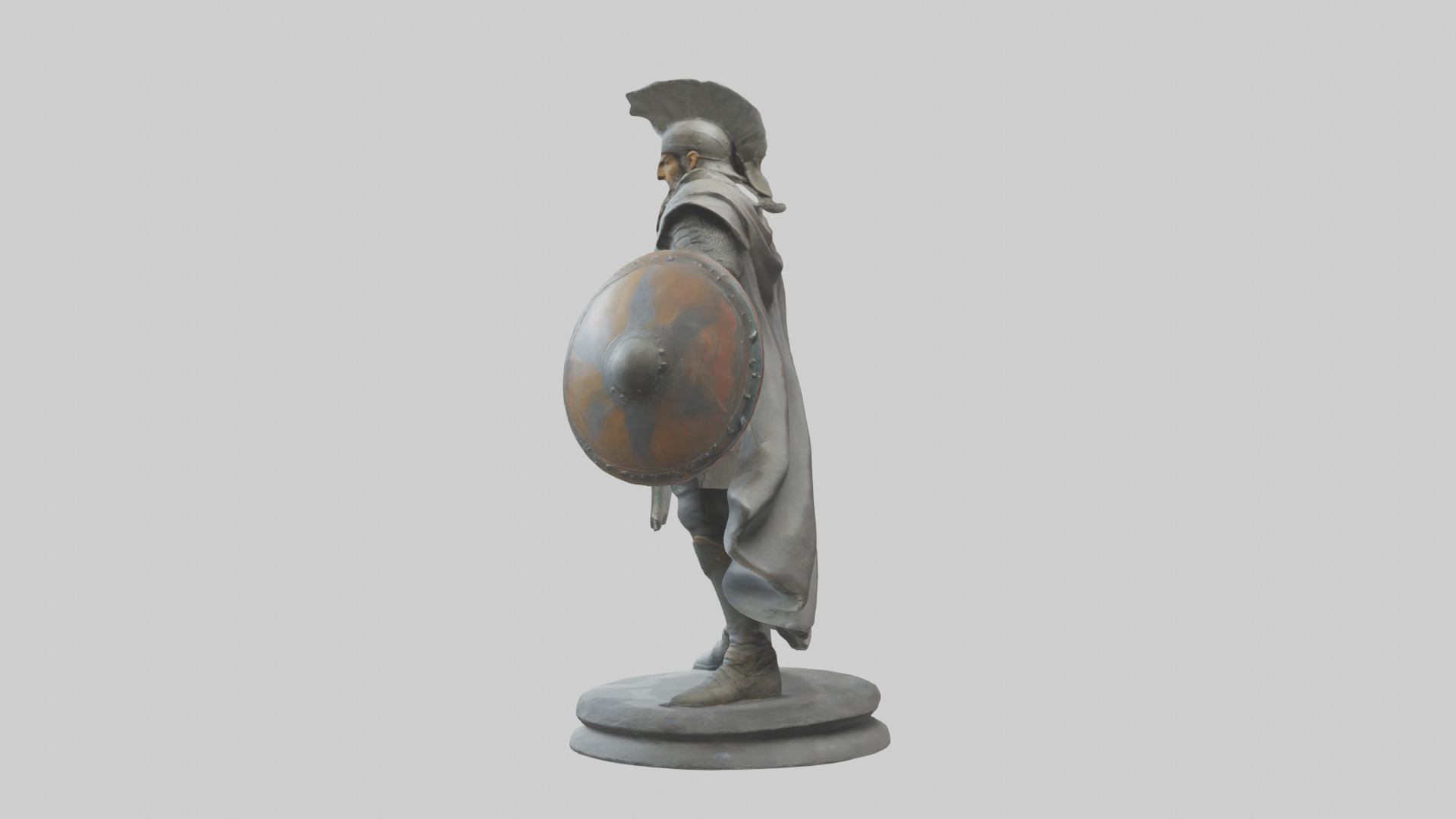 Fighter with Shield Sculpture model 3D model_12