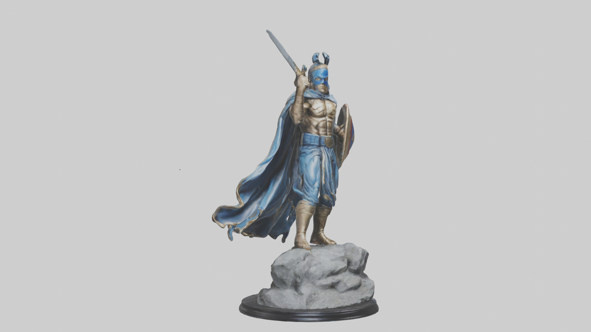 Fighting Hero Statue model 3D model_7
