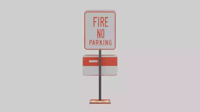 Fire Lane No Parking Sign model 3D model