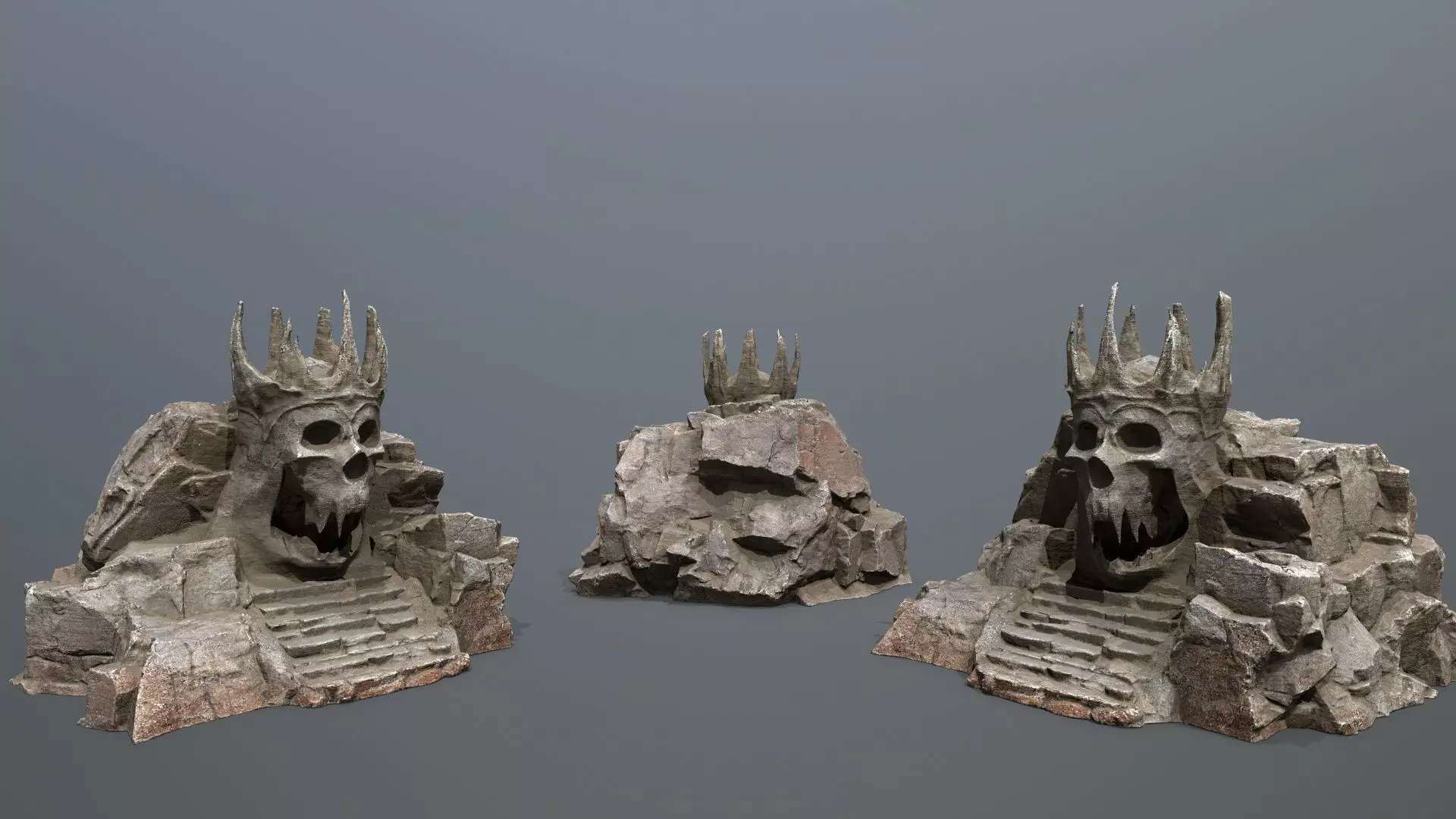 skull cave Low-poly 3D model_0