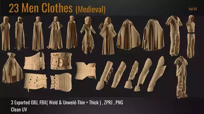 23 Medieval Men Clothes PACK 
