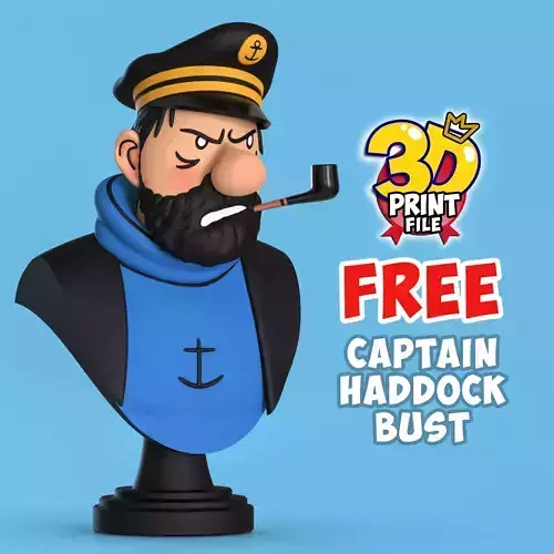FREE CAPTAIN HADDOCK 3D Bust model Free 3D print model