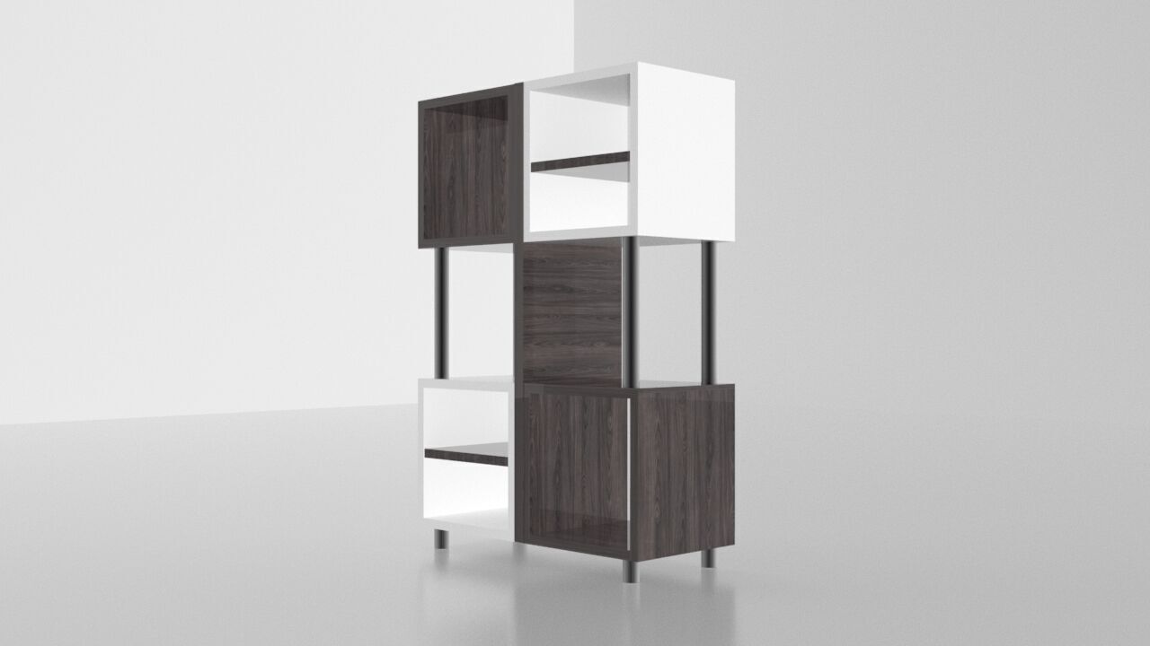 Modern box bookcase 3D model_1
