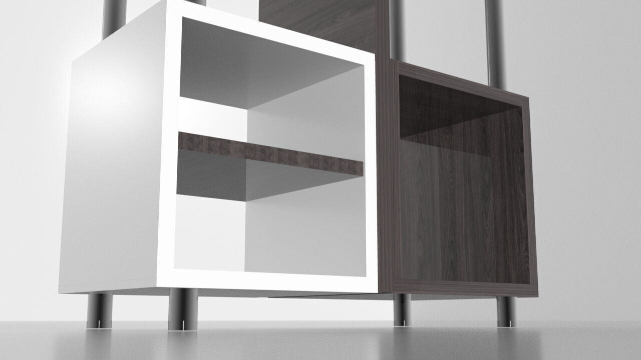 Modern box bookcase 3D model_14