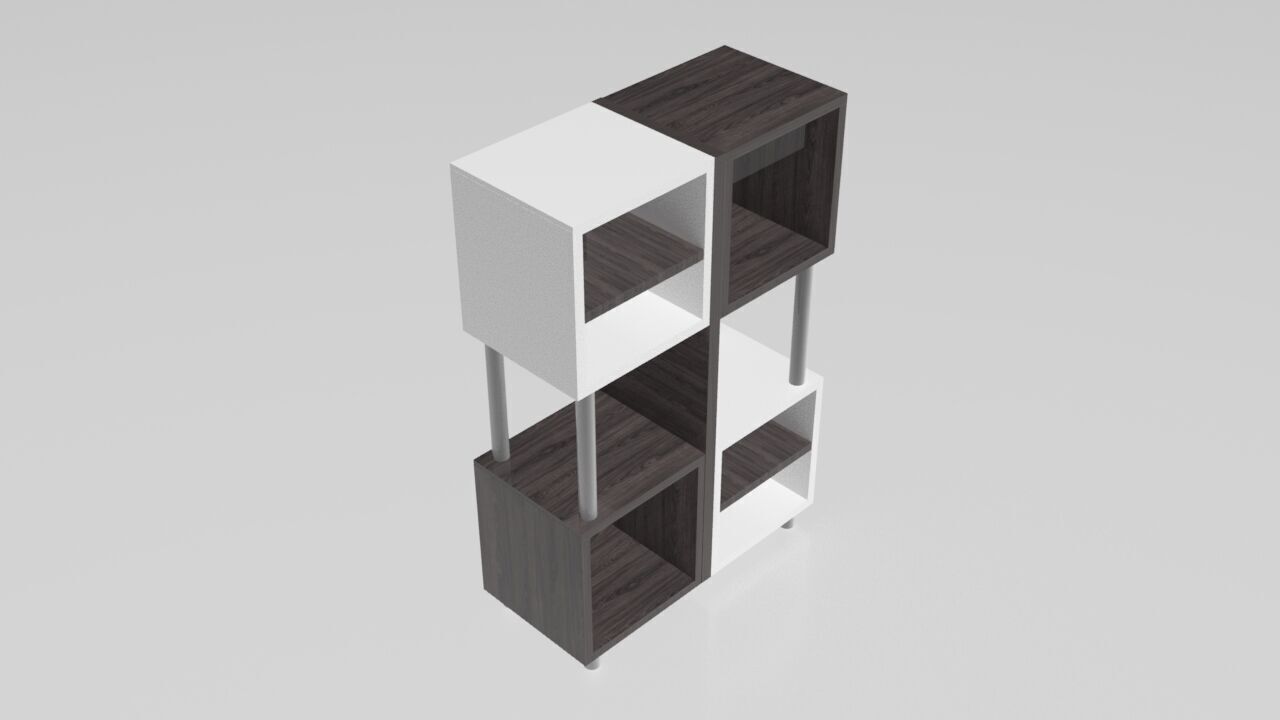 Modern box bookcase 3D model_21