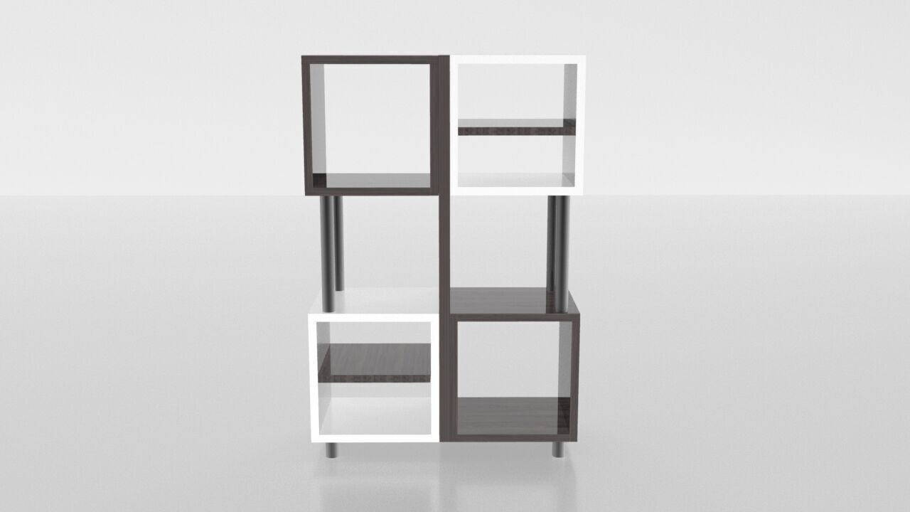 Modern box bookcase 3D model_25