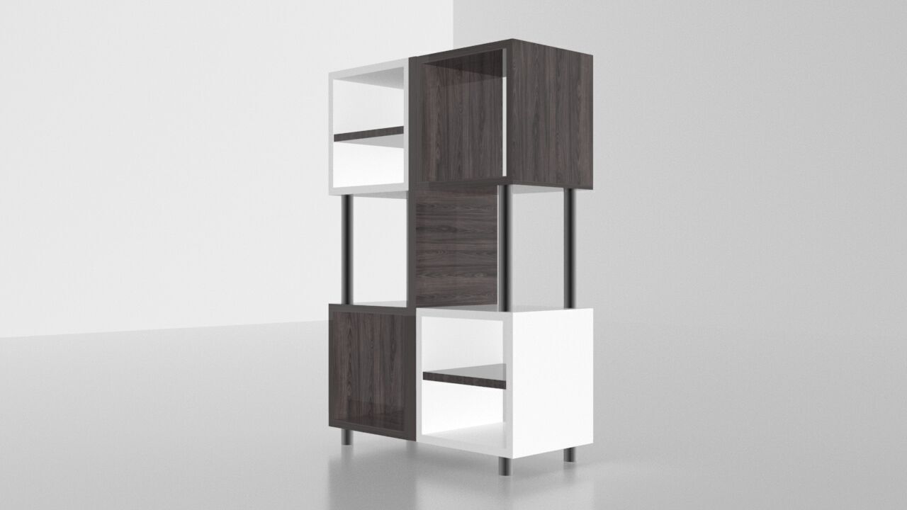 Modern box bookcase 3D model_5