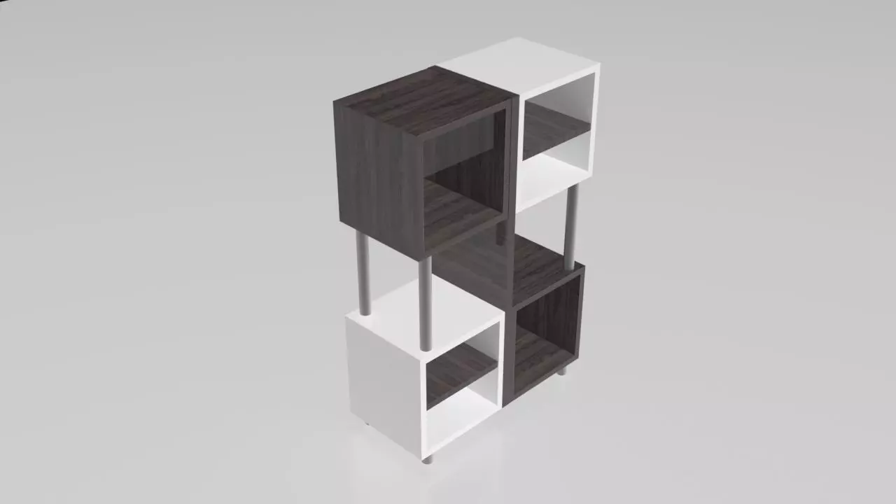 Modern box bookcase 3D model_0