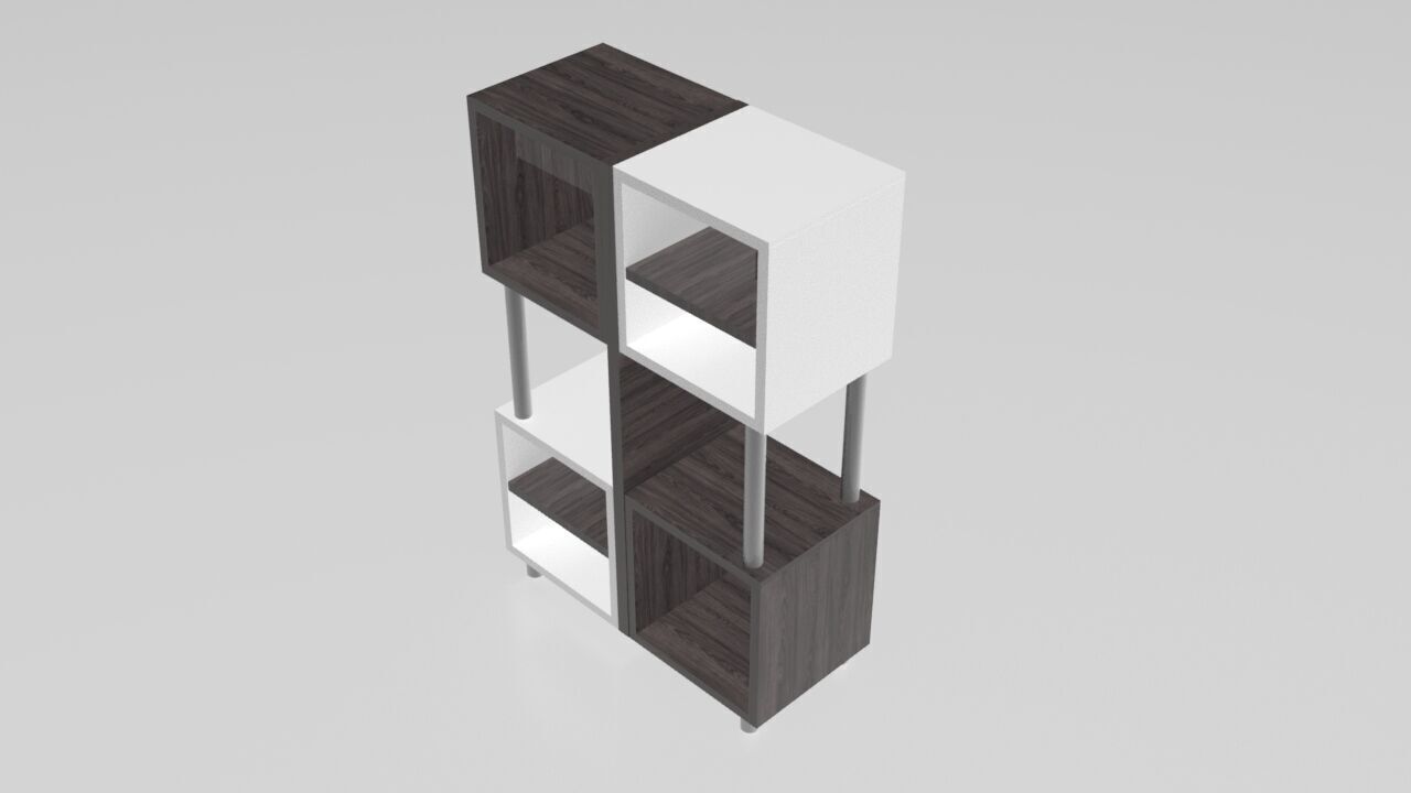 Modern box bookcase 3D model_19
