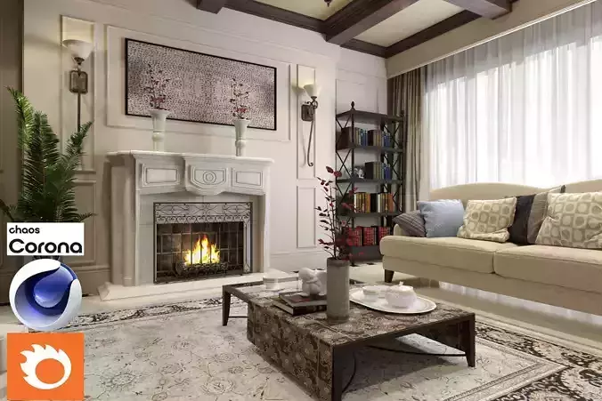 Living Room 07 - Corona- C4D