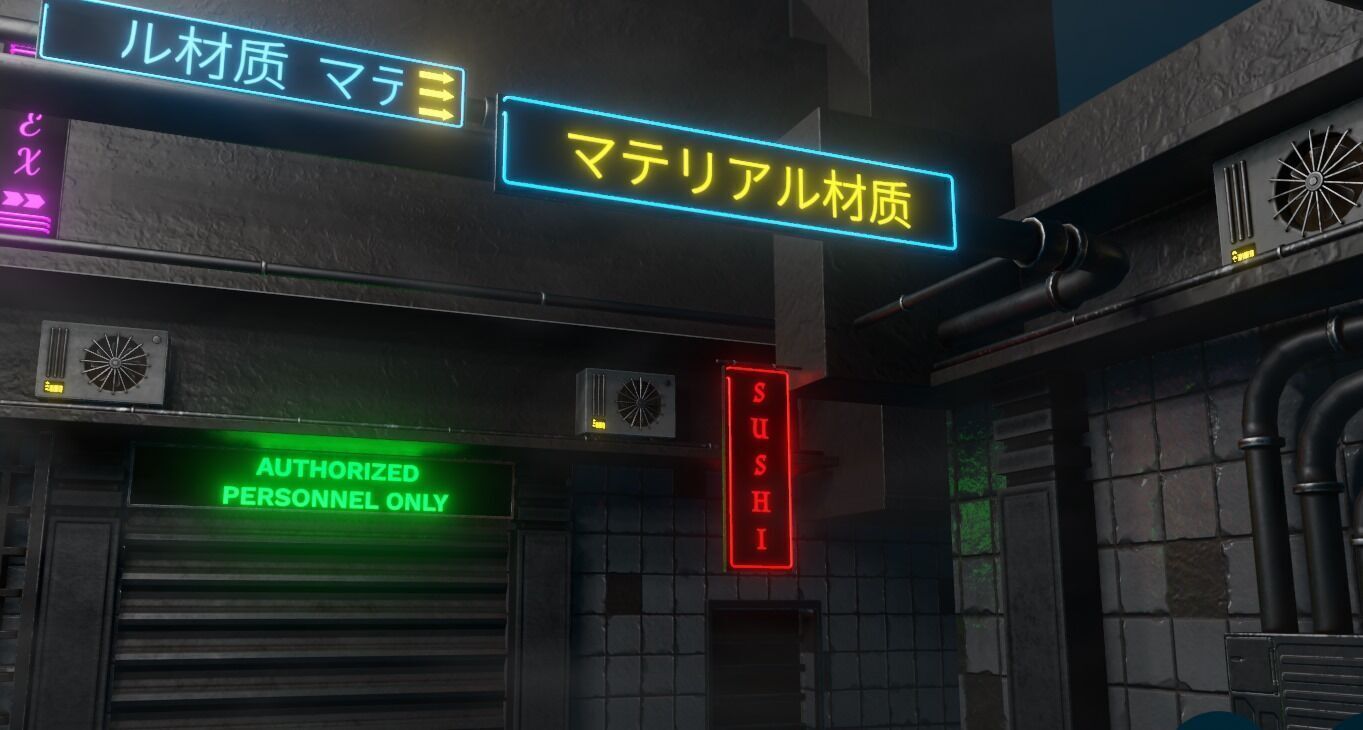 Cyberpunk Street Scene Street Sign 1 3D model_1