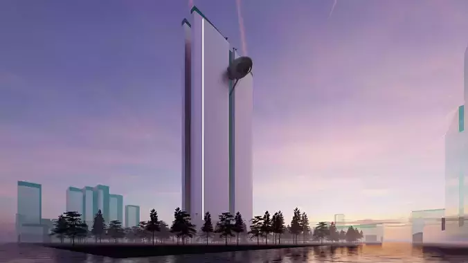 Futuristic Shopping Mall SKYSCRAPER 3D model 3D model