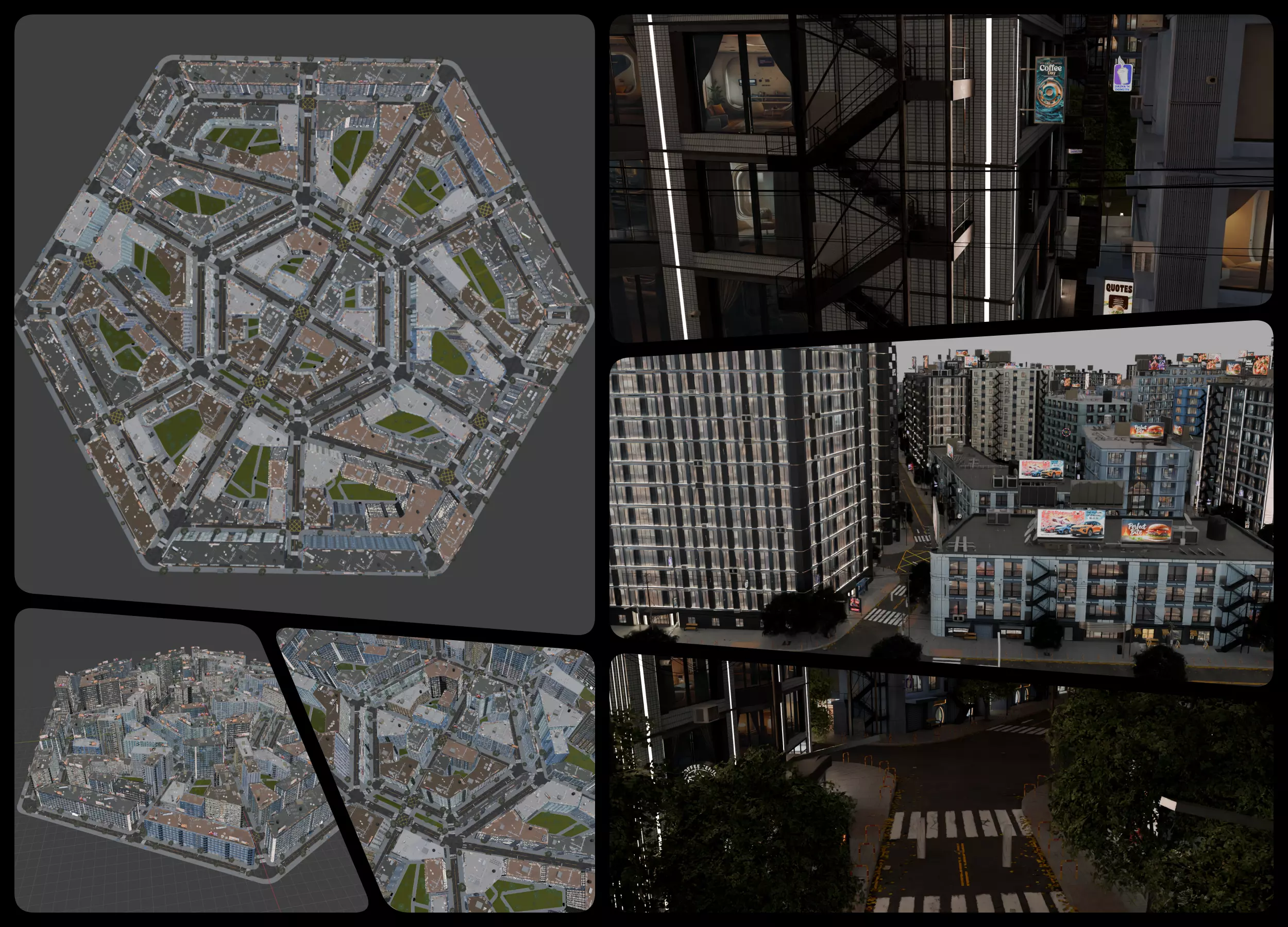 Hexagon City endless run 3D model