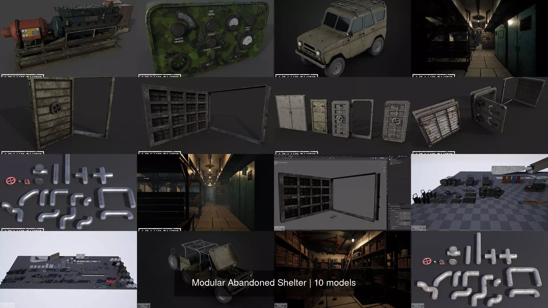Modular Abandoned Shelter 3D Model Collection_3