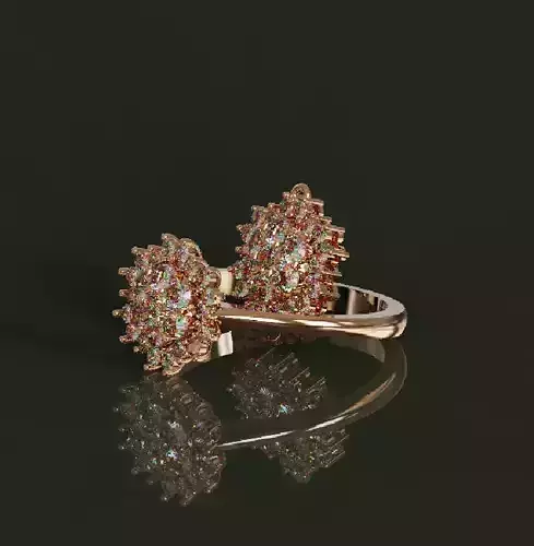 Floral Jewelry Set  Ring and Pendant with Delicate Gemstones