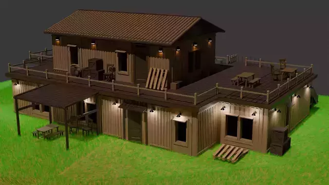 Wooden house full of details