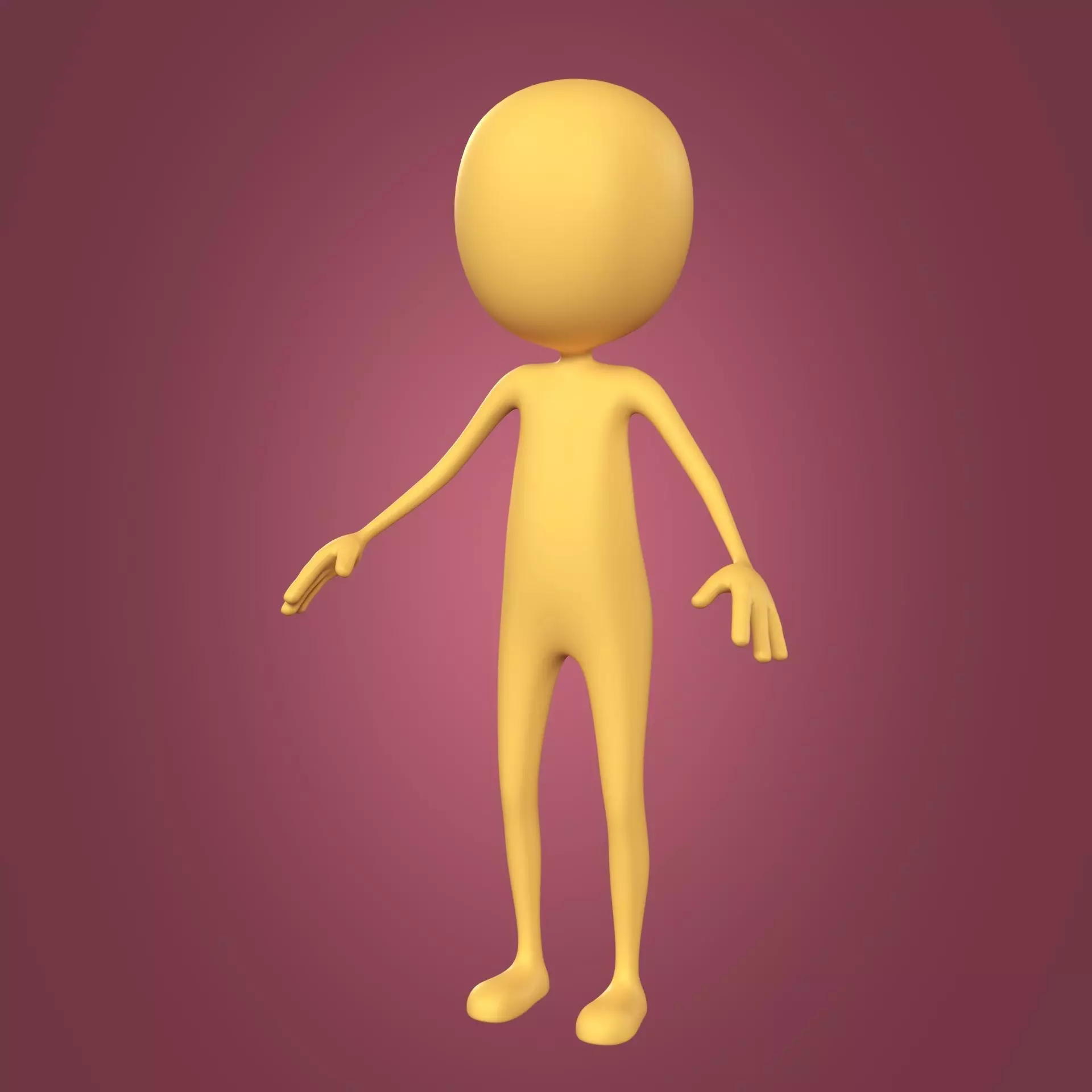 Cartoon Stickman - Man - 4 fingers - with FK and IK Rig Low-poly 3D model_0