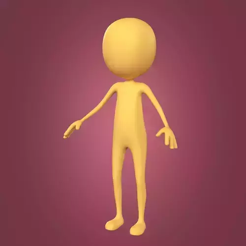 Cartoon Stickman - Man - 4 fingers - with FK and IK Rig Low-poly 3D model
