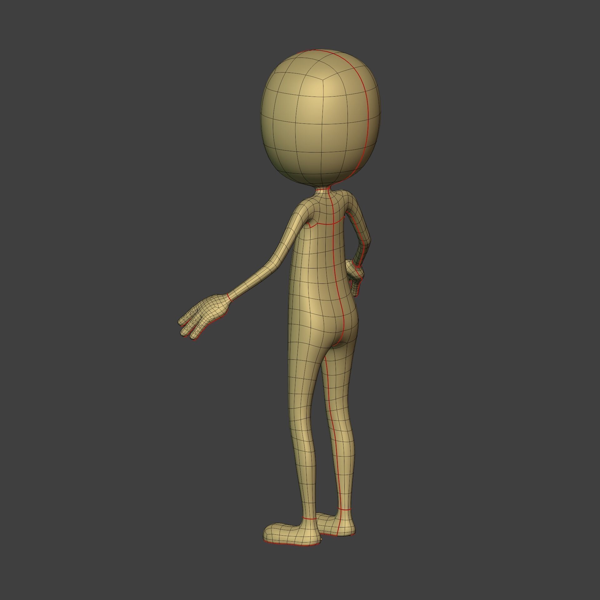Cartoon Stickman - Man - 4 fingers - with FK and IK Rig Low-poly 3D model_11