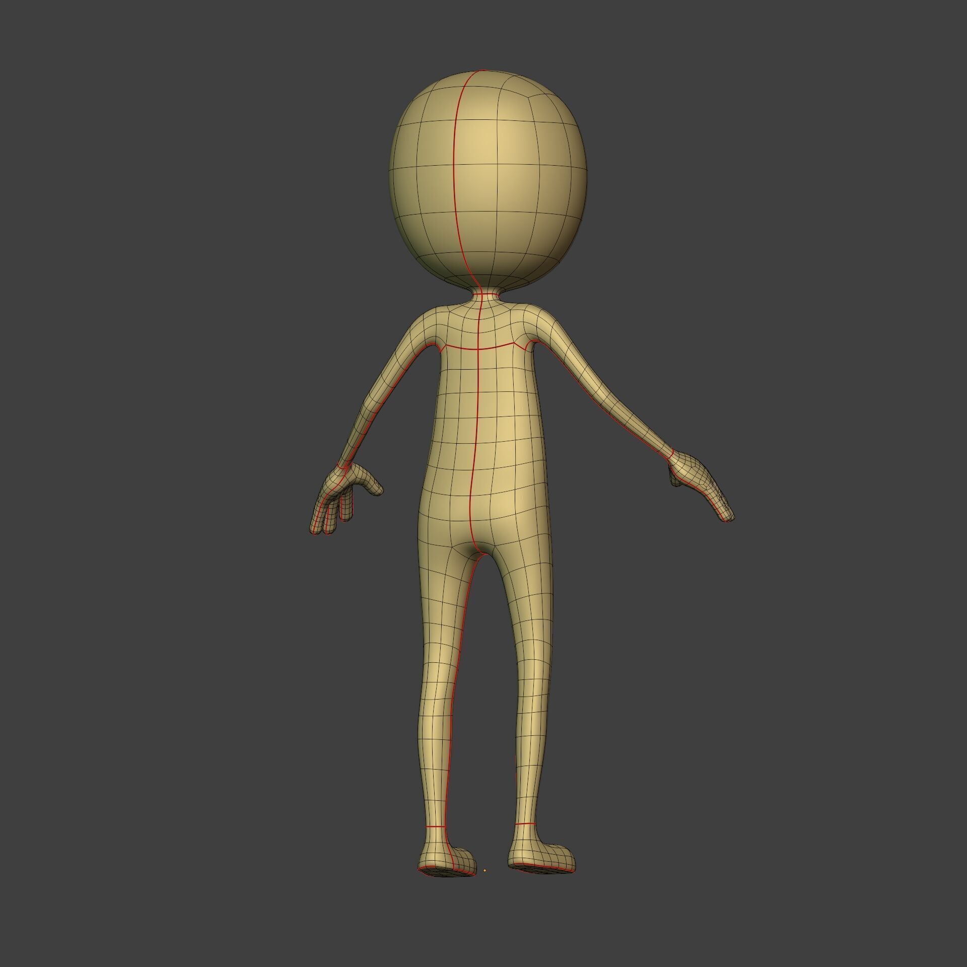 Cartoon Stickman - Man - 4 fingers - with FK and IK Rig Low-poly 3D model_13