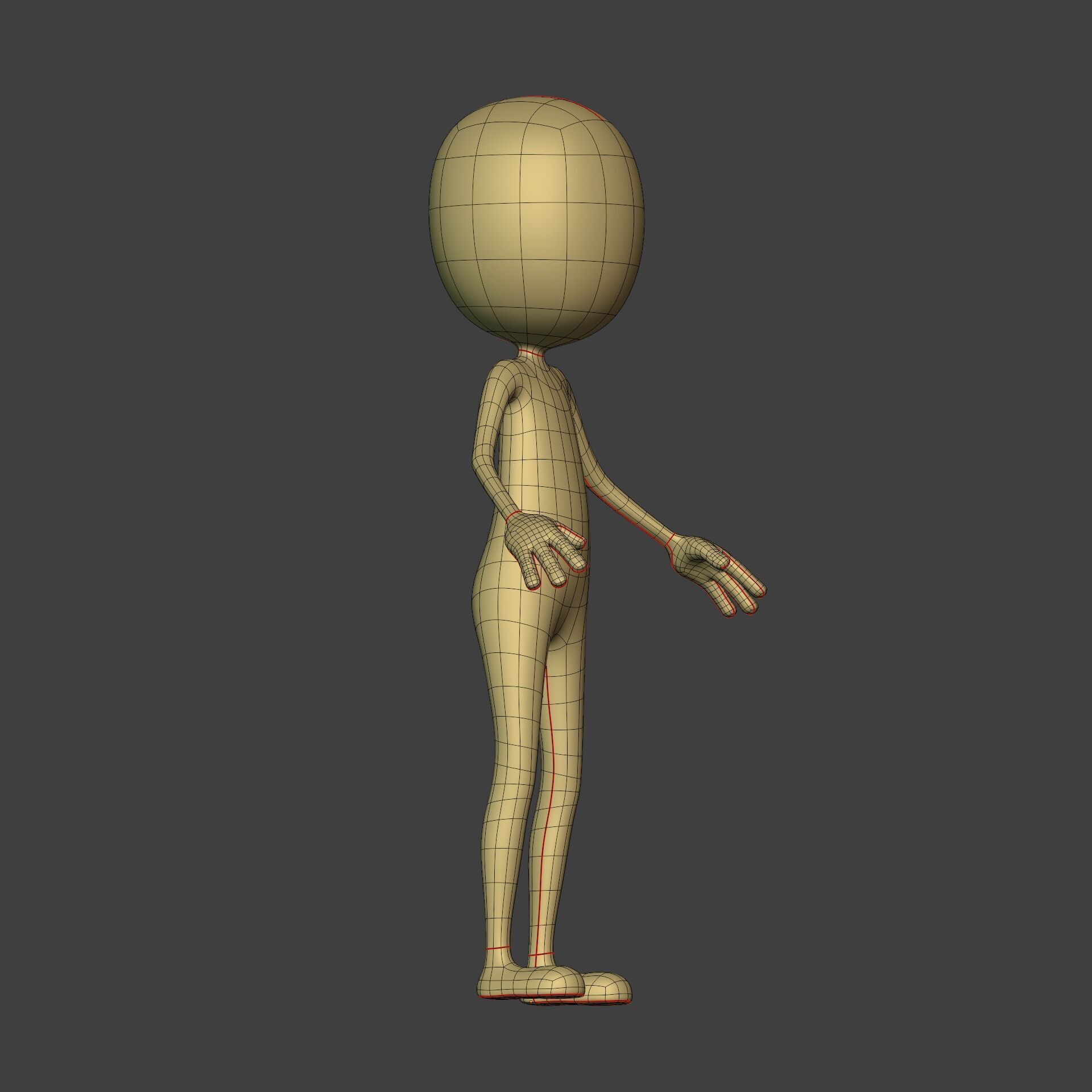 Cartoon Stickman - Man - 4 fingers - with FK and IK Rig Low-poly 3D model_15