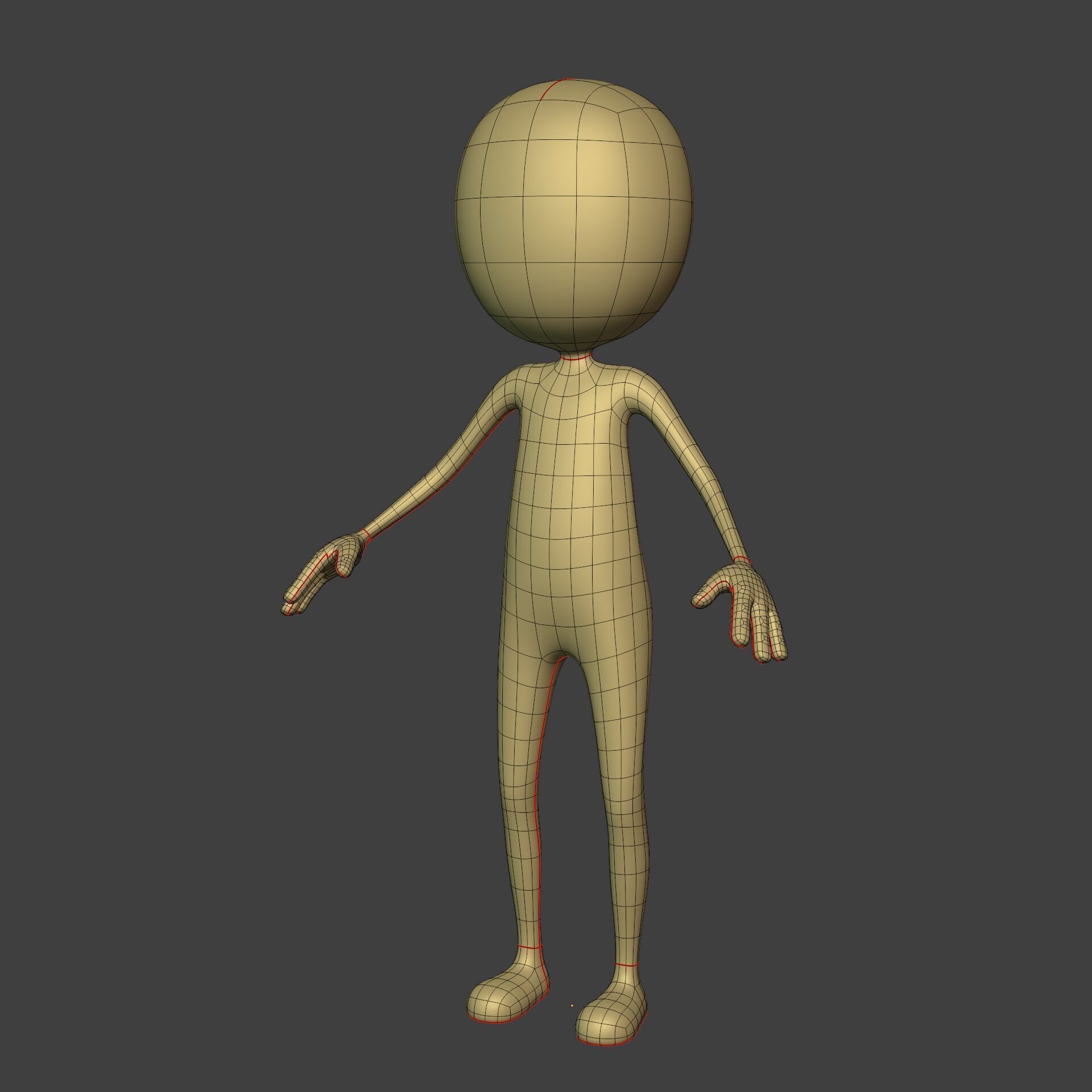 Cartoon Stickman - Man - 4 fingers - with FK and IK Rig Low-poly 3D model_5