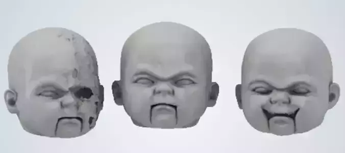 3 BABY OOPSIE HEADS FROM DEMONIC TOYS 1992 MOVIE