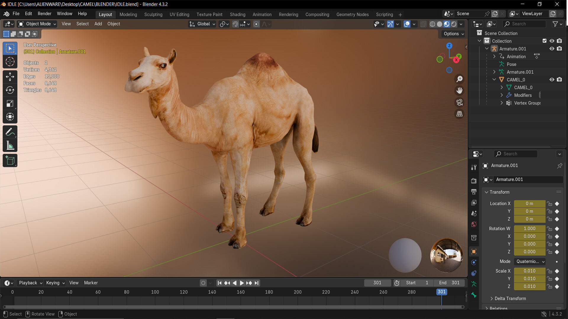 CAMEL RIGGED ANIMATED 10 Low-poly 3D model_11