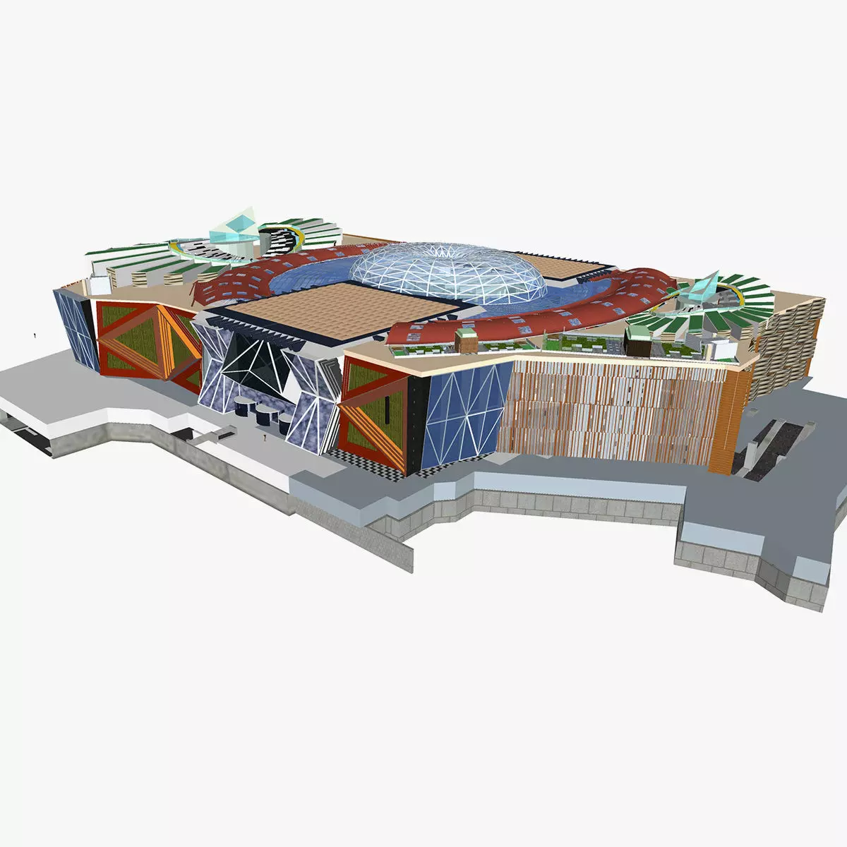 Conceptual Shopping Centre design 3D model_0