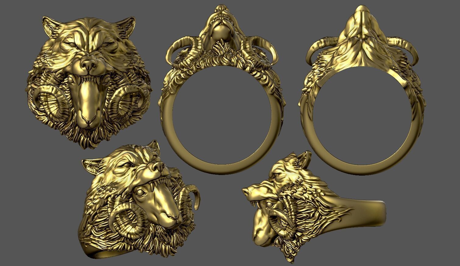 Sheep in Wolfs Clothing Ring CAD 3D print model_8