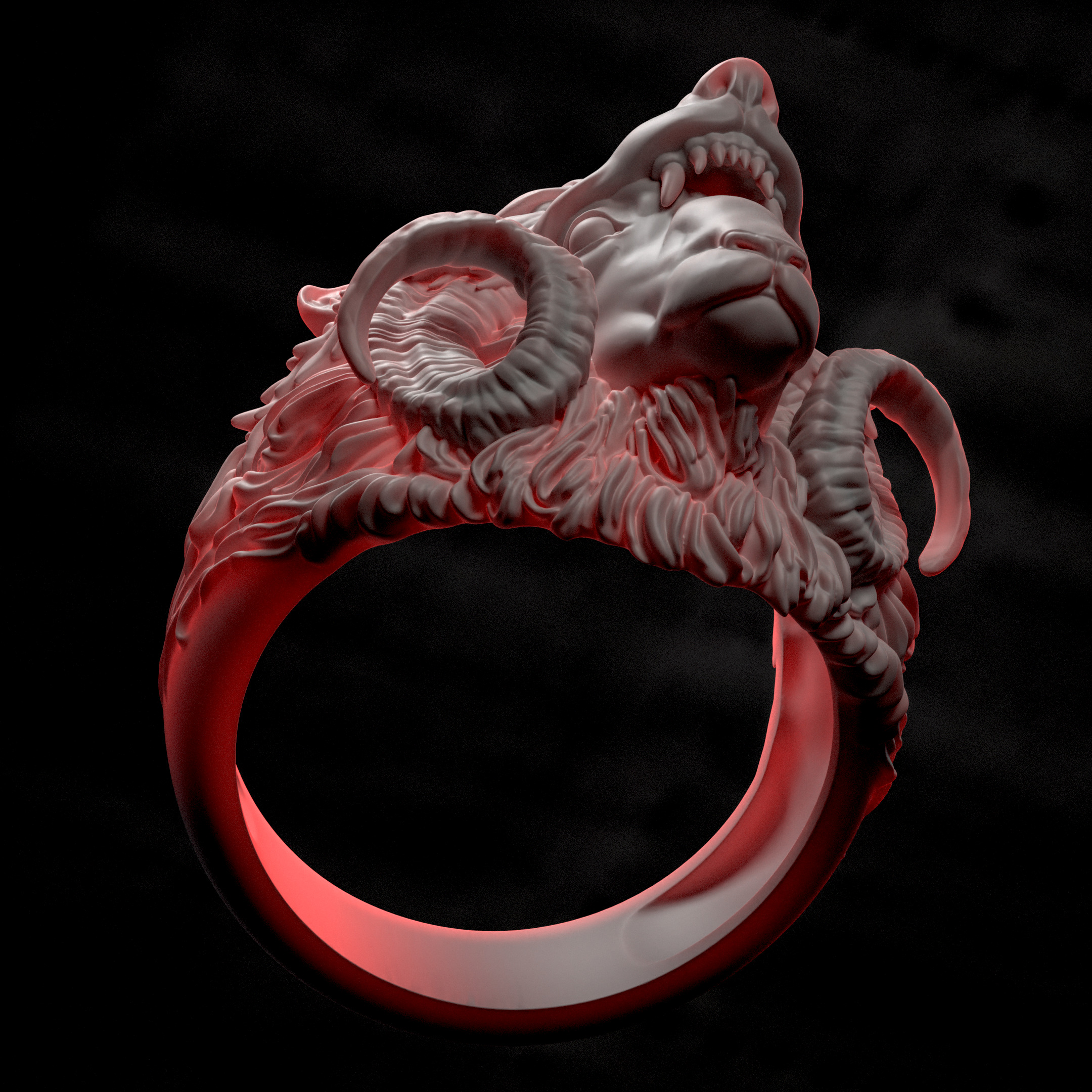 Sheep in Wolfs Clothing Ring CAD 3D print model_3