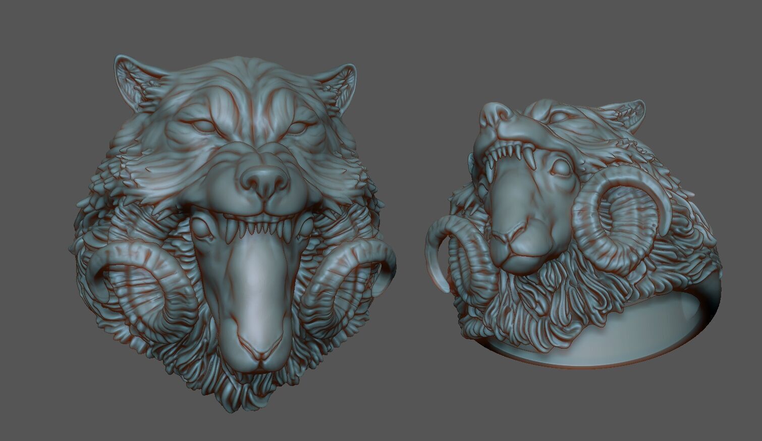 Sheep in Wolfs Clothing Ring CAD 3D print model_5