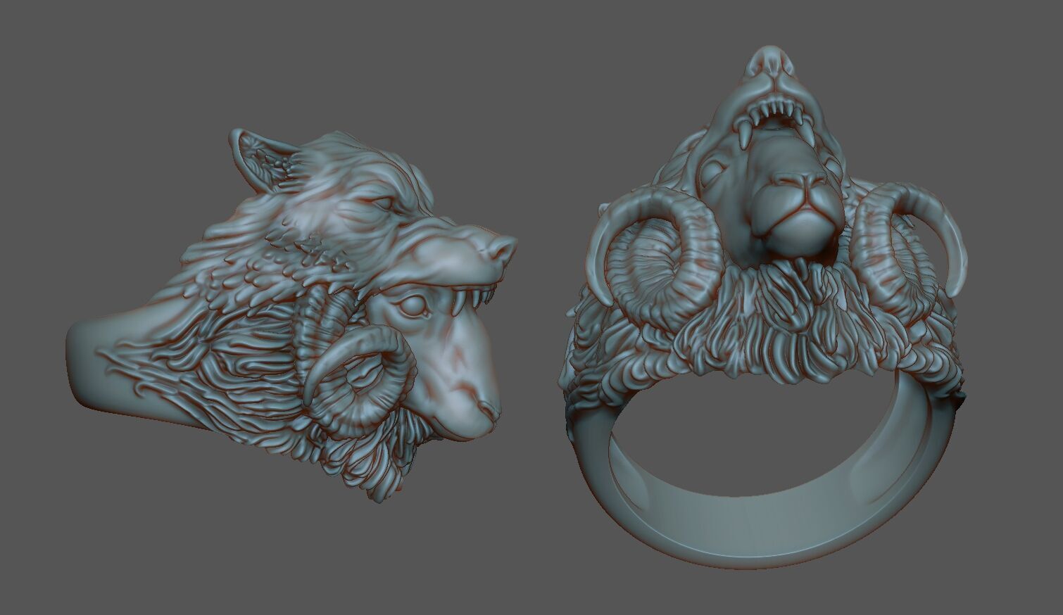 Sheep in Wolfs Clothing Ring CAD 3D print model_6