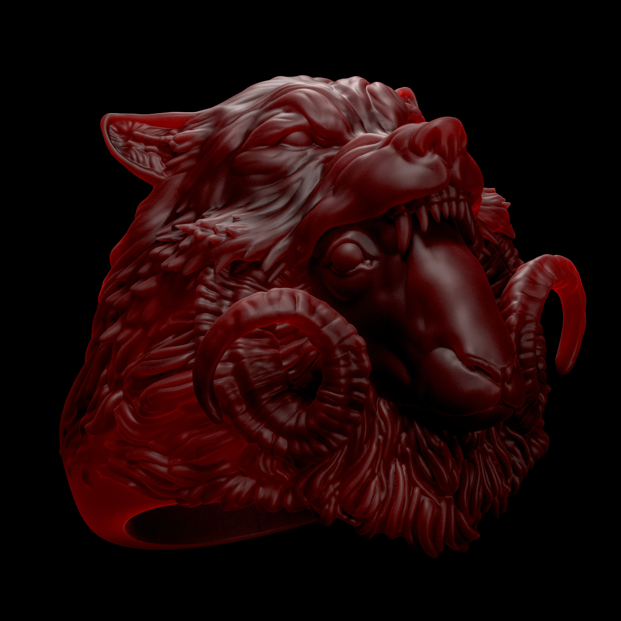 Sheep in Wolfs Clothing Ring CAD 3D print model_4