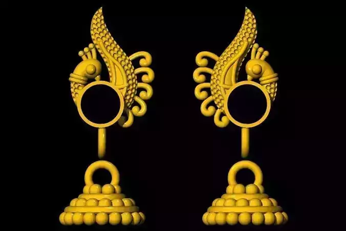 Peacock Earring 3dm file 