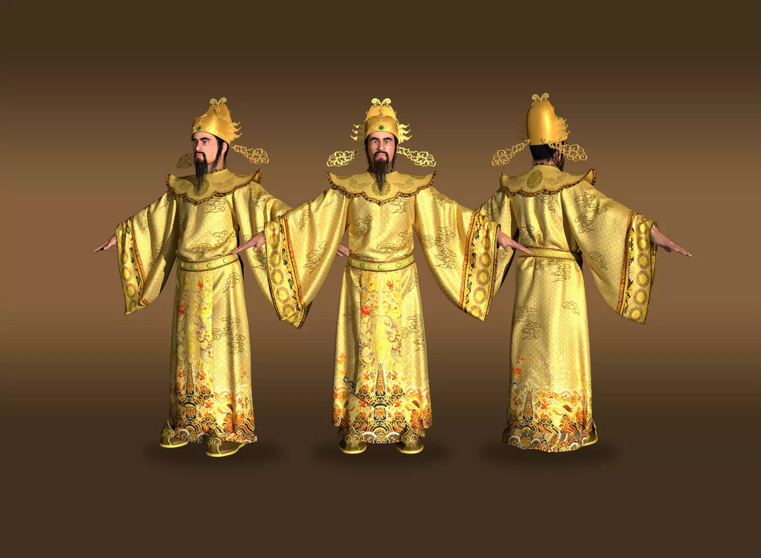 the god of wealth Chinese immortals 3D model_0