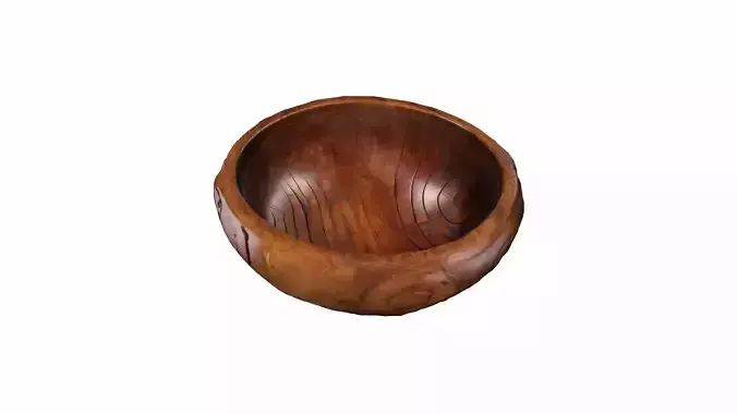 3d Model Empty Beautifully Rounded Shape Wooden Bowl